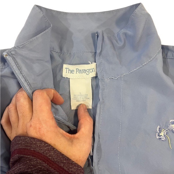 Vintage Women's Full Zip Jacket Embroidered Windbreaker Large Grannycore 90s - Picture 3 of 5